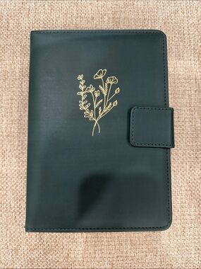 Dark Green Floral Tablet Folio Case with Magnetic Closure